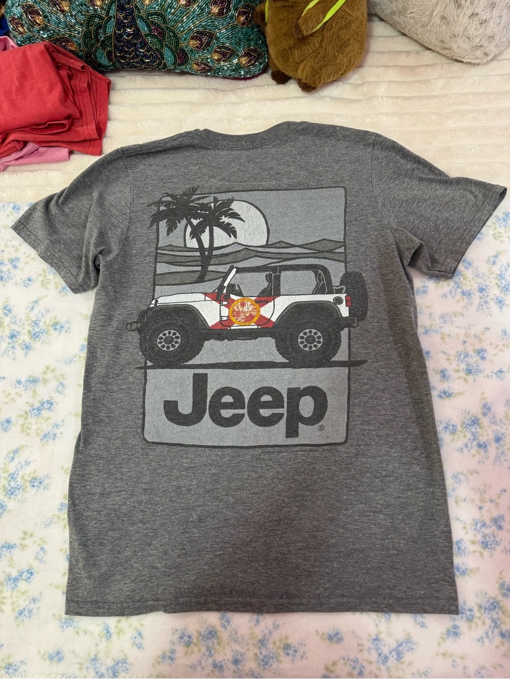 Jeep Gray Tee with White & Red Off-Road Jeep Graphic